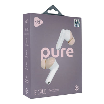 Audifonos Inalambricos Tws Pure STF 12hrs Uso Proteccion IPX4 Blanco