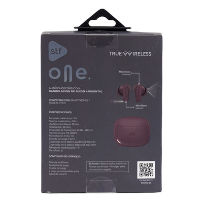 Audifonos Inalambricos Tws One STF 42hrs Uso ENC 4 Micrófonos Protección IPX4 Vino