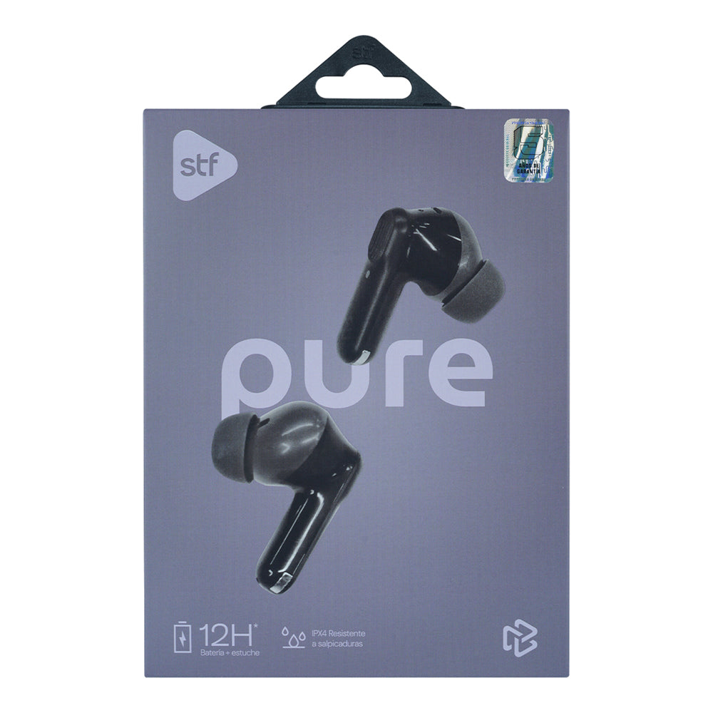 Audifonos Inalambricos Tws Pure STF 12hrs Uso Protección IPX4 Negro