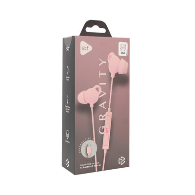Audifonos alámbricos In Ear Gravity STF Tipo C, Micrófono, Rosa