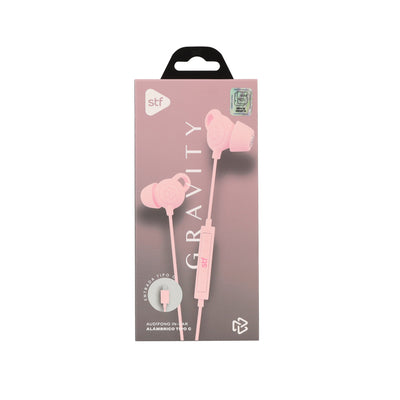 Audifonos alámbricos In Ear Gravity STF Tipo C, Micrófono, Rosa