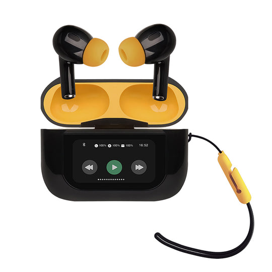 Audífonos inalámbricos TWS Tracker: ANC, 5hrs uso, pantalla LCD táctil