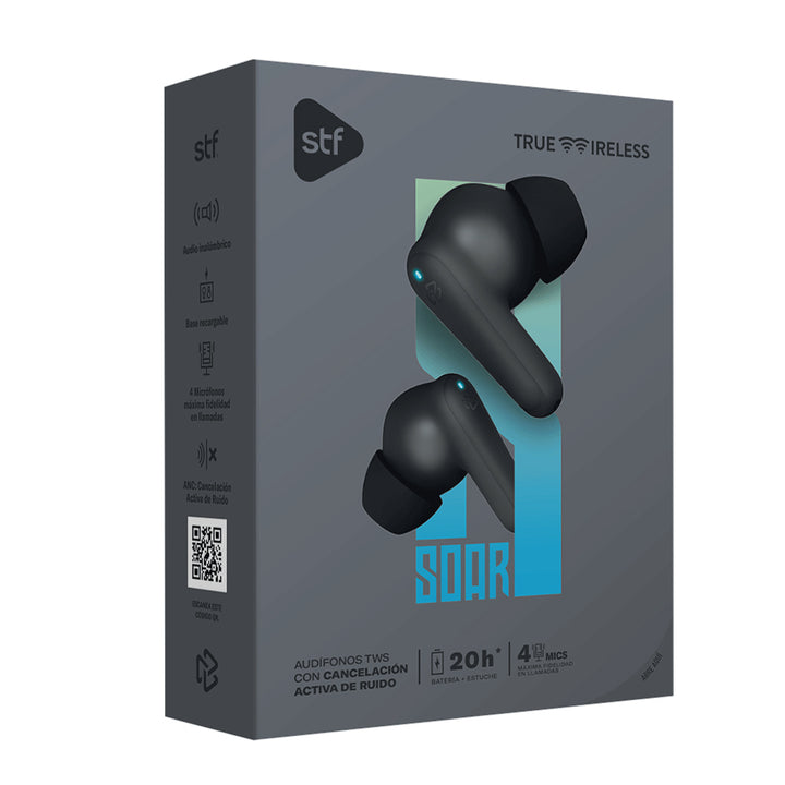 Stf Tech Audifonos Inalambricos Tws Soar STF ANC 20hrs Uso 4 Microfonos Gris – Stf
