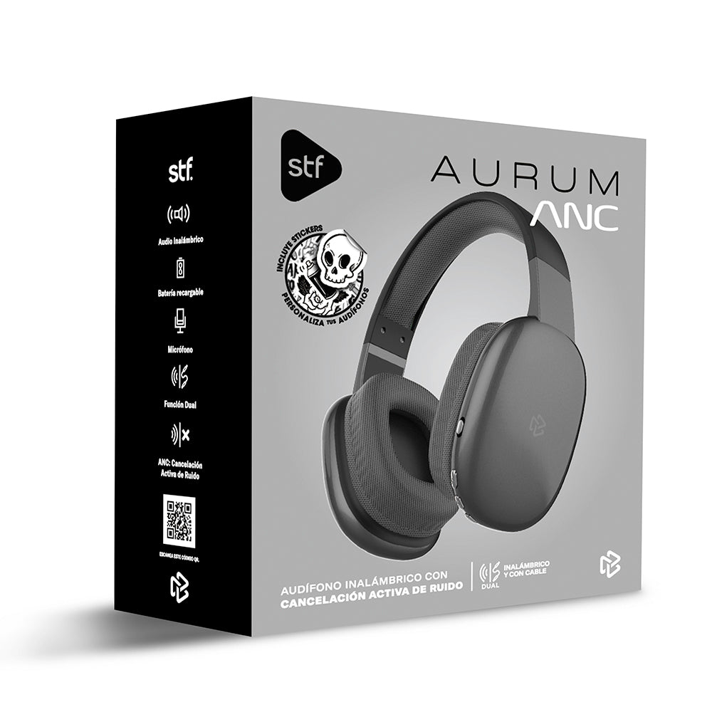 Audifonos Inalambricos On Ear Aurum STF ANC 8hrs Uso Negro