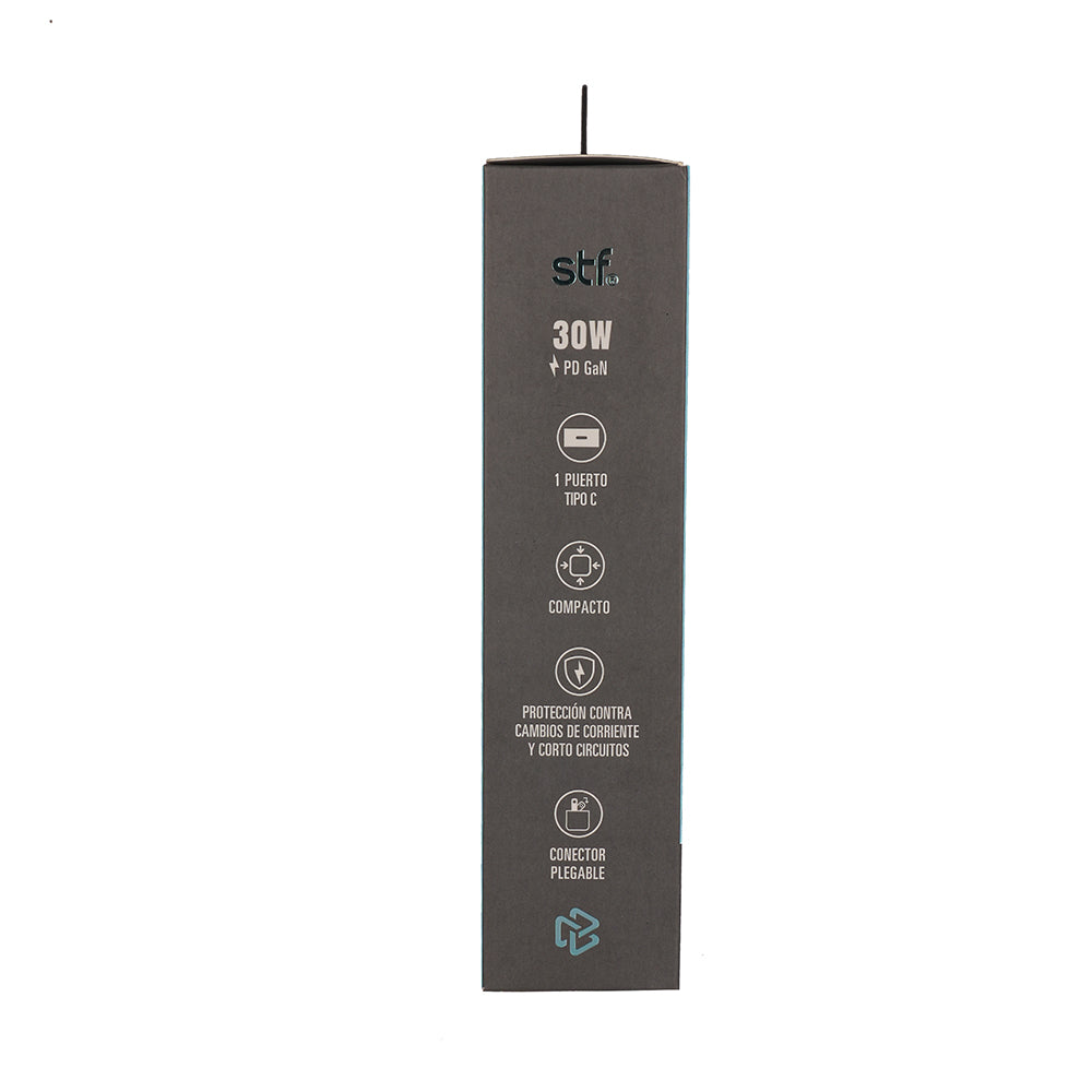 2 Pack Cargador STF GaN 30W + Cable Tipo C/Lightning Carga Rápida PD