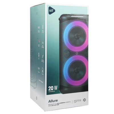 Bocina Portátil Allure 5x2 STF 20W 3hrs Uso Función Tws Negro