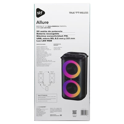 Bocina Portátil Allure 5x2 STF 20W 3hrs Uso Función Tws Negro