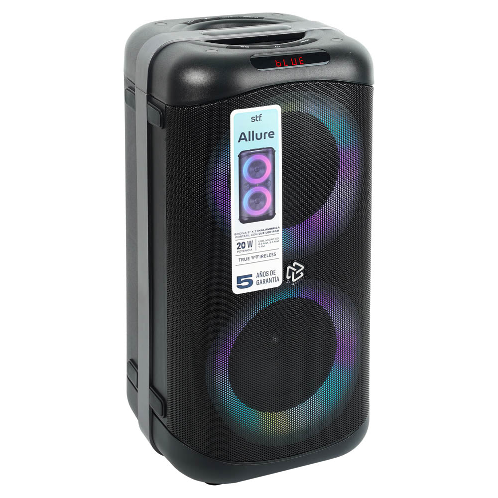 Bocina Portátil Allure 5x2 STF 20W 3hrs Uso Función Tws Negro