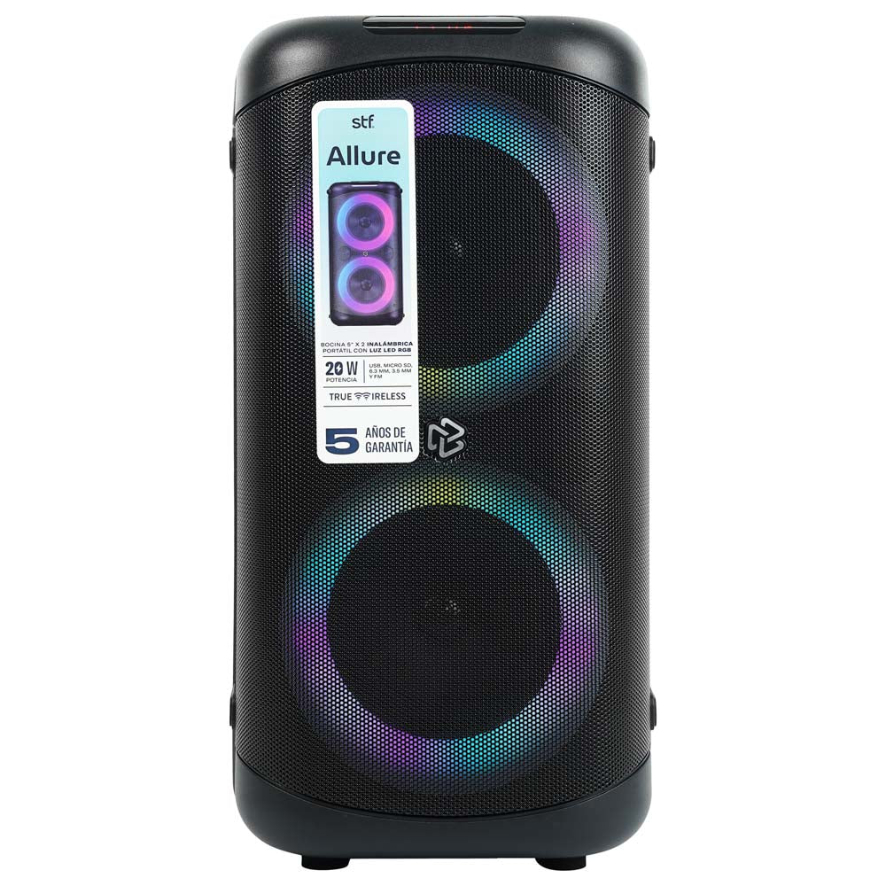Bocina Portátil Allure 5x2 STF 20W 3hrs Uso Función Tws Negro