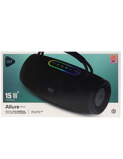 Bocina Portatil STF Allure Stand con Led RGB 15W RMS, TWS y radio FM