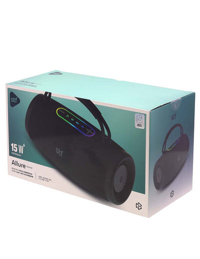 Bocina Portatil STF Allure Stand con Led RGB 15W RMS, TWS y radio FM