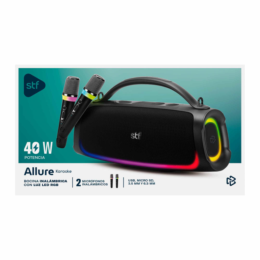 Bocina Inalámbrica Allure Karaoke STF 40W 10hrs Uso