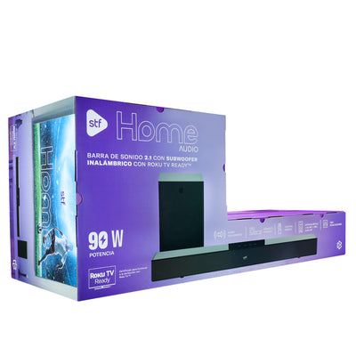 Barra de Sonido Home Audio Roku 2.1 STF Subwoofer Inalámbrico 90W HDMI OPTICO 3.5mm AUX