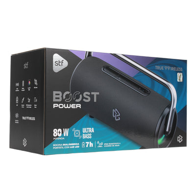 Bocina Portátil Boost Power STF 80W 7hrs Uso Función Tws con Power Bank