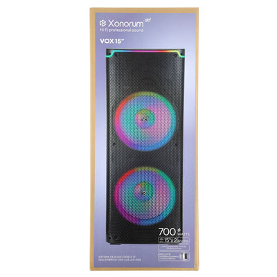 Bafle Inalámbrico Doble Xonorum Vox 15 STF Potencia 700W, Audiencia 70 personas