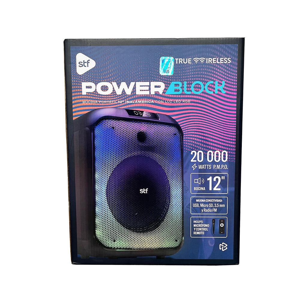 Bocina Portatil Power Block 12 STF 40W 4hrs Uso Funcion Tws