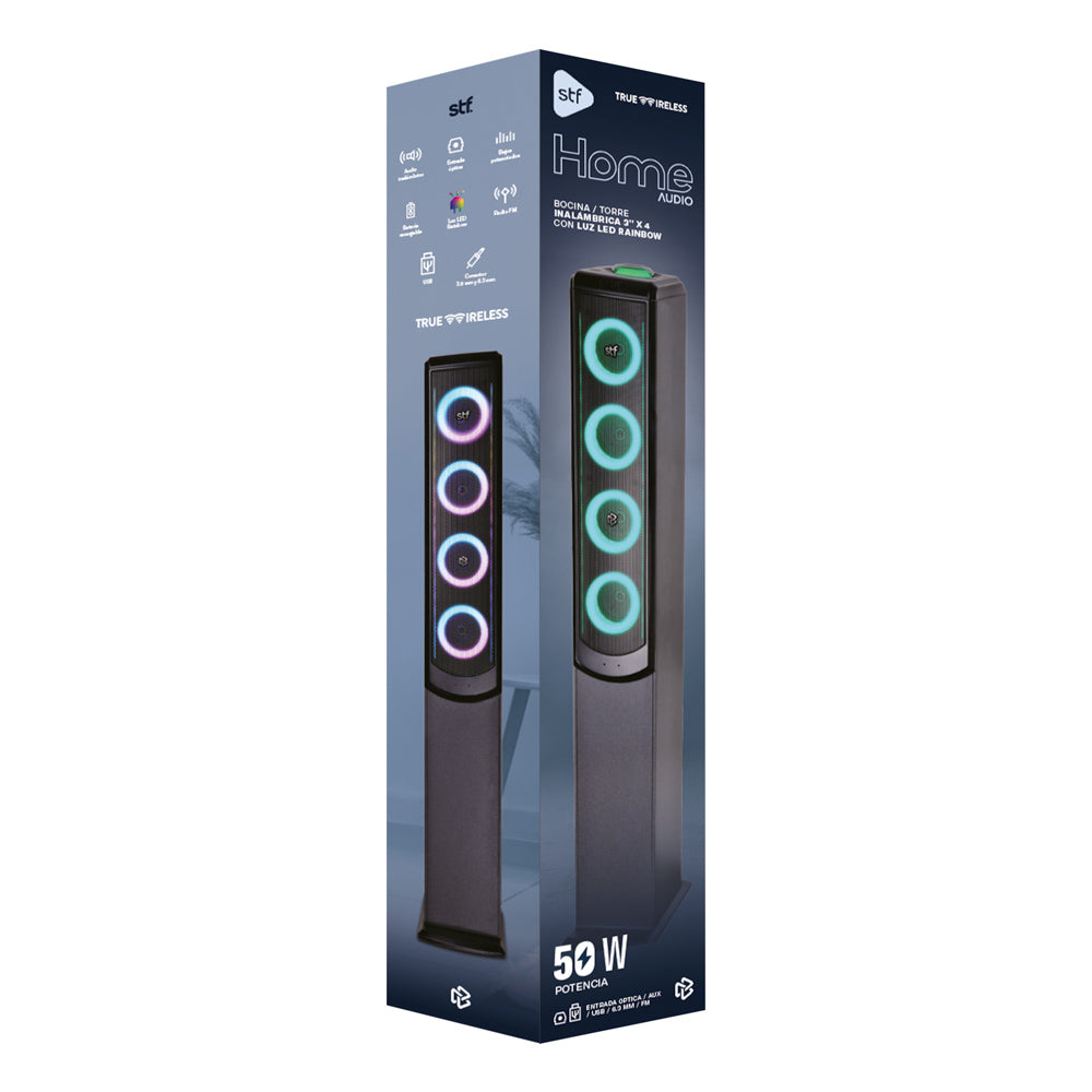 Barra de Sonido Torre Home Audio STF Subwoofer 50W USB SD 3.5 mm 6.3 mm FM True Wireless