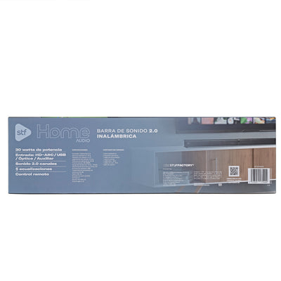 Barra de Sonido Home Audio 2.0 STF 30W HDMI OPTICO 3.5mm AUX USB