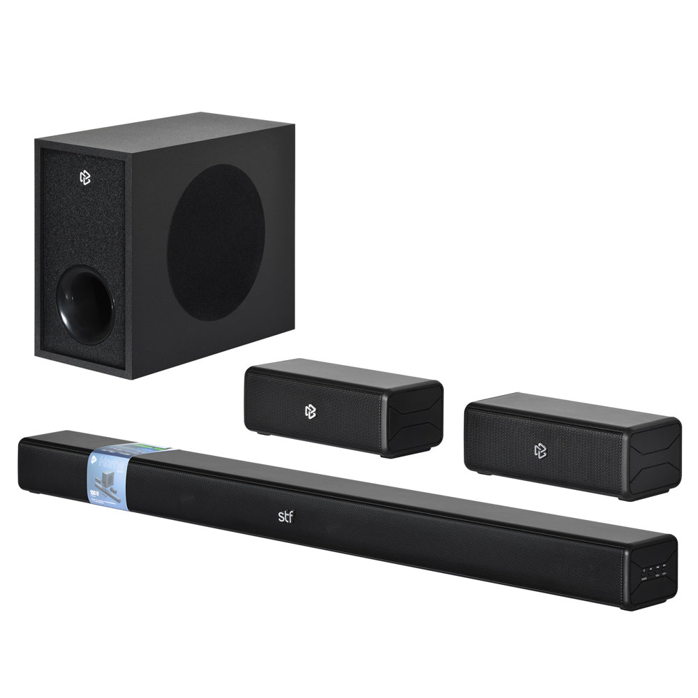Barra de Sonido Home Audio 5.1 STF Subwoofer Alámbrico 90W HDMI OPTICO 3.5mm AUX USB