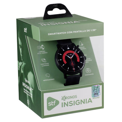 Smartwatch Reloj Kronos Insignia Round STF Pantalla 1.3" Resistencia al agua IP65 Negro