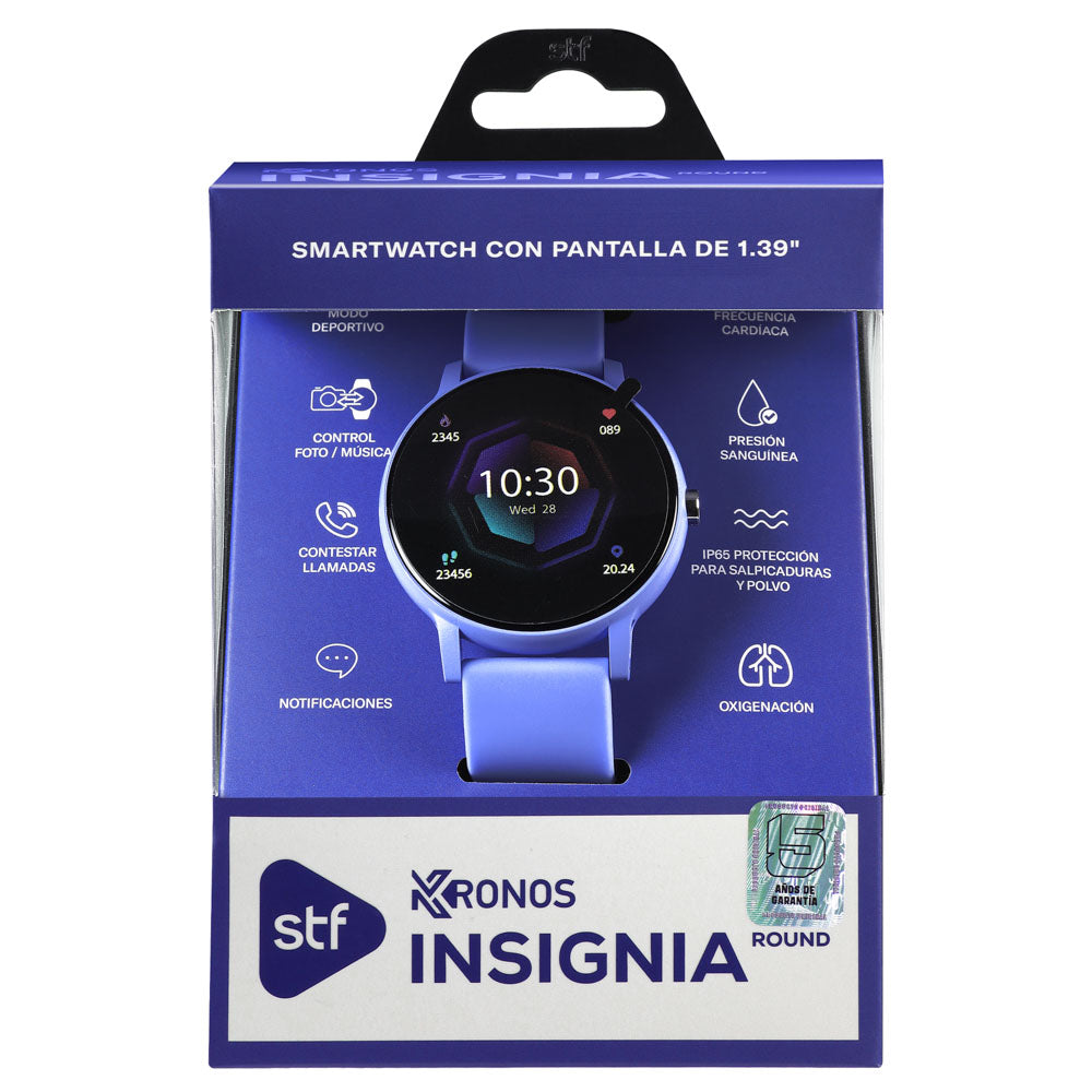 Smartwatch Reloj Kronos Insignia Round STF Pantalla 1.3" Resistencia al agua IP65 Lila