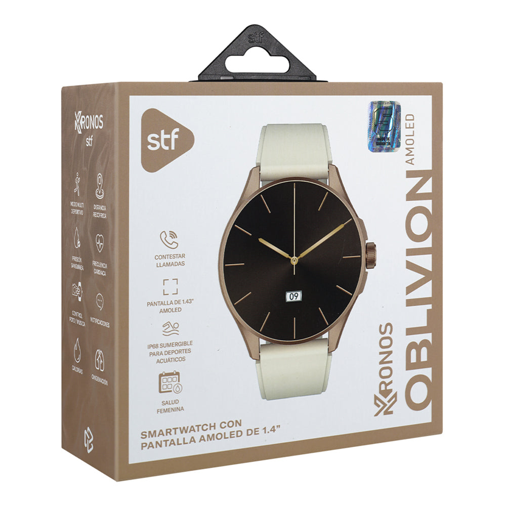 Smartwatch Reloj Kronos Oblivion STF Pantalla Amoled 1.43" Resistencia al agua IP68 Beige