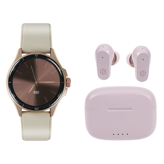 Combo STF Smartwatch Reloj Kronos Oblivion + Audífonos TWS One Plus Rosa