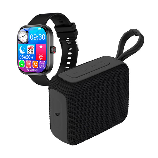 Kronos Play Pack STF: Smartwatch 2" + Bocina portátil Negro