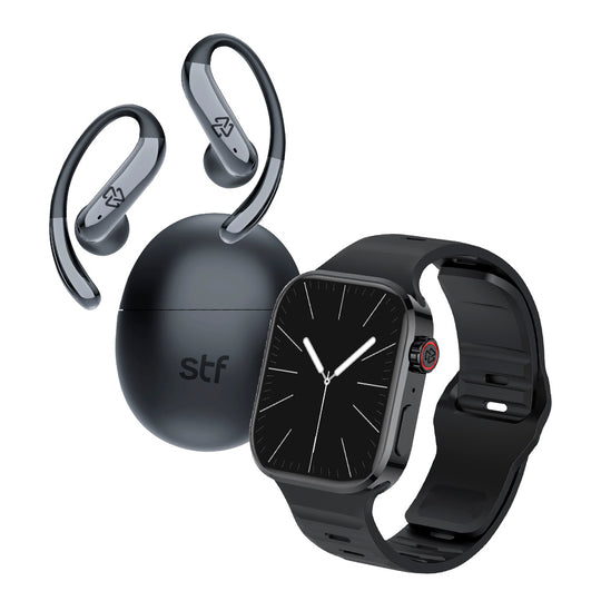 Kronos Tune Pack STF: Smartwatch 2" + Audífonos OWS Inalámbricos, Negro