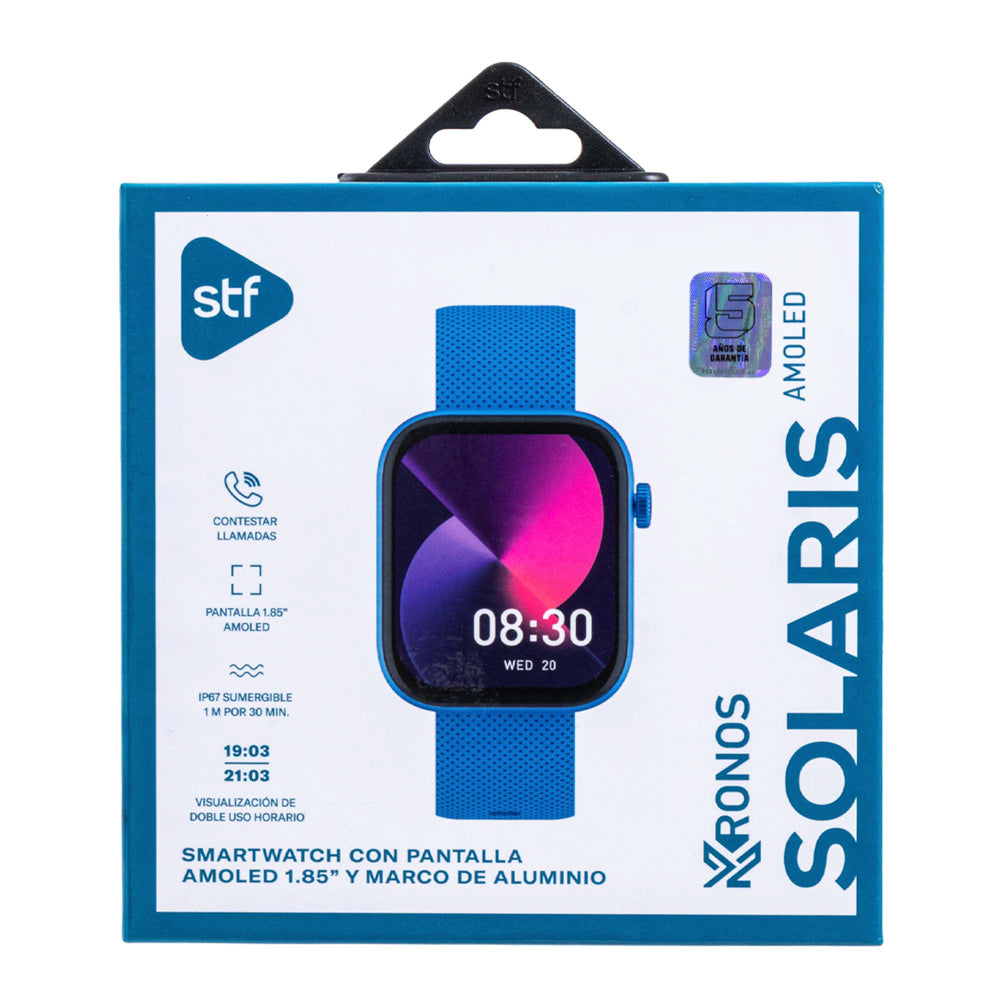 Smartwatch Reloj Kronos Solaris STF Pantalla Amoled 1.85"Resistencia al agua IP67 Azul