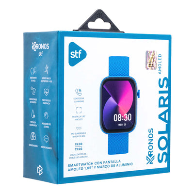 Smartwatch Reloj Kronos Solaris STF Pantalla Amoled 1.85"Resistencia al agua IP67 Azul