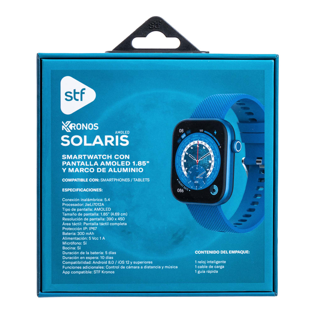 Smartwatch Reloj Kronos Solaris STF Pantalla Amoled 1.85"Resistencia al agua IP67 Azul