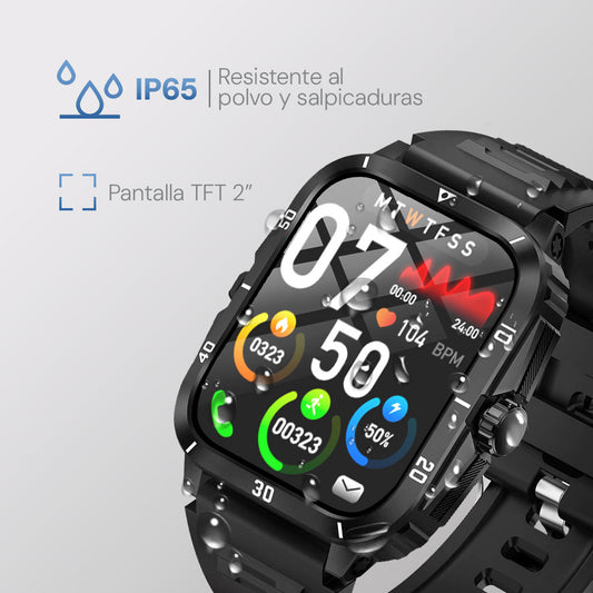 Smartwatch Kronos Insignia TFT 2.01", Llamadas, IP65 negro