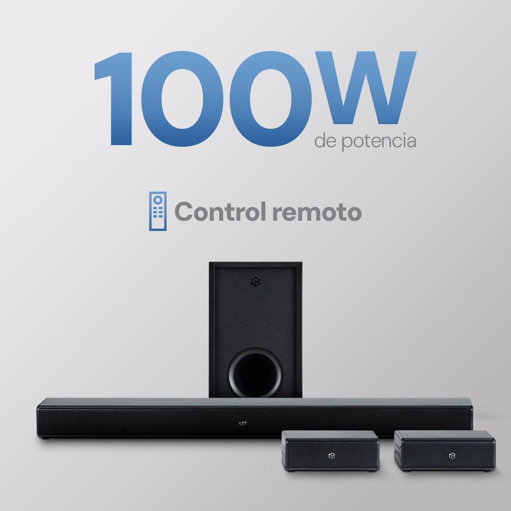 Barra de Sonido Home Audio 5.1 STF Subwoofer Alámbrico 90W HDMI OPTICO 3.5mm AUX USB