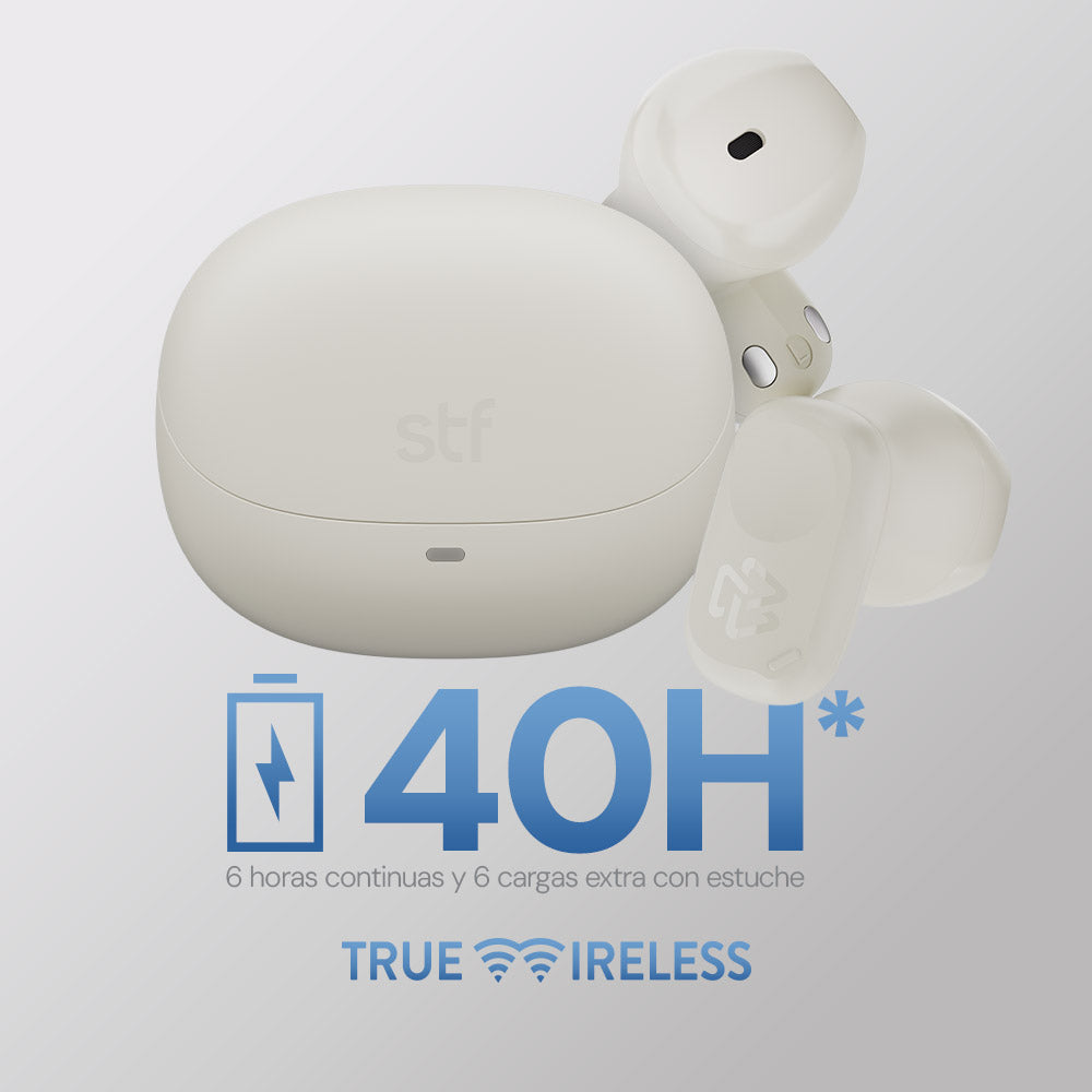 Audifonos Inalambricos Tws Essential STF 40hrs Uso Protección IPX4 Blanco