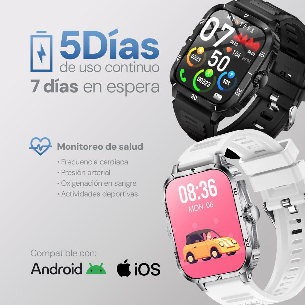 Smartwatch Reloj Kronos Insignia STF Pantalla 2" Resistencia al agua IP65 Negro