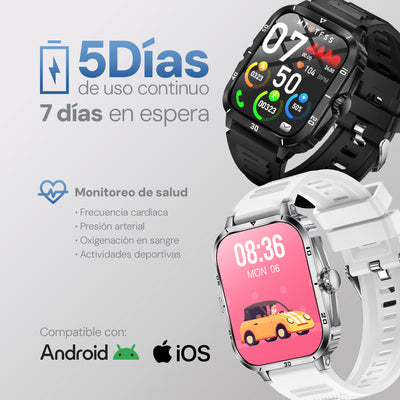 Smartwatch Reloj Kronos Insignia STF Pantalla 2" Resistencia al agua IP65 Negro
