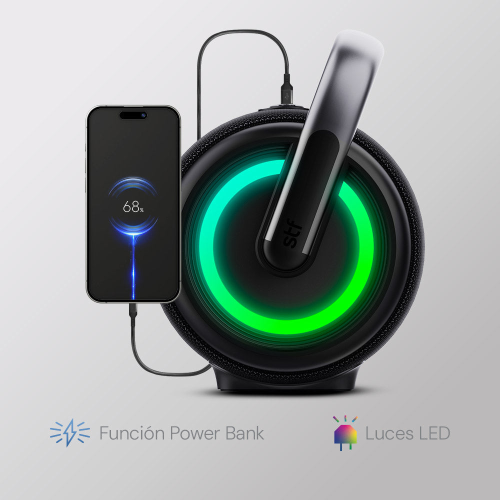 Bocina Portátil Boost Power STF 80W 7hrs Uso Función Tws con Power Bank