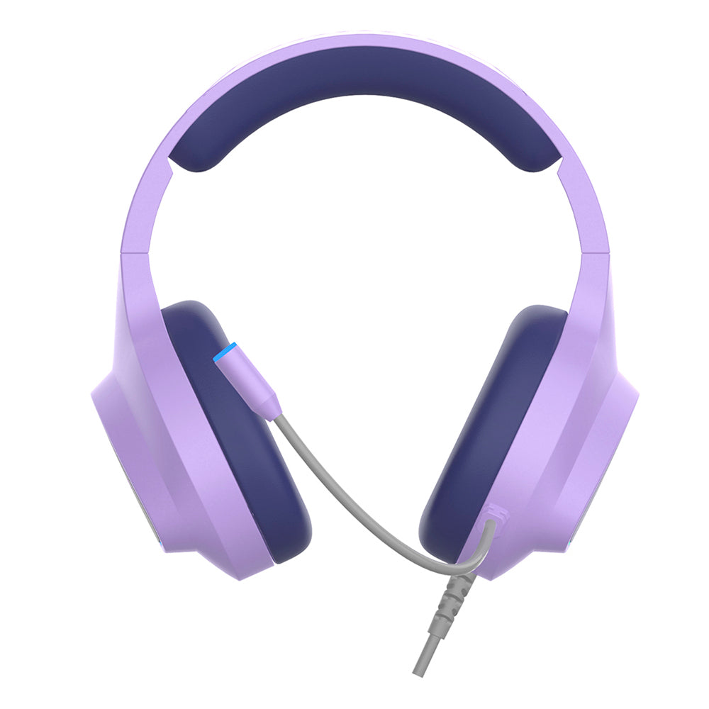 Audifonos Alambricos On Ear Muspell Prime Gaming Beast STF Bocina 50mm Micrófono Luz Led Lila