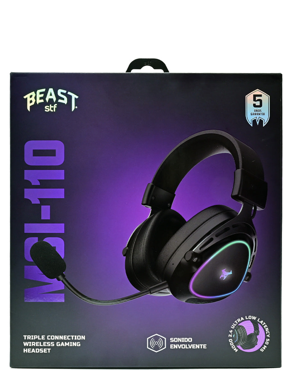 Audifonos Inalambricos On Ear MSI-110 Gaming Beast STF Triple Conexión Luz Led
