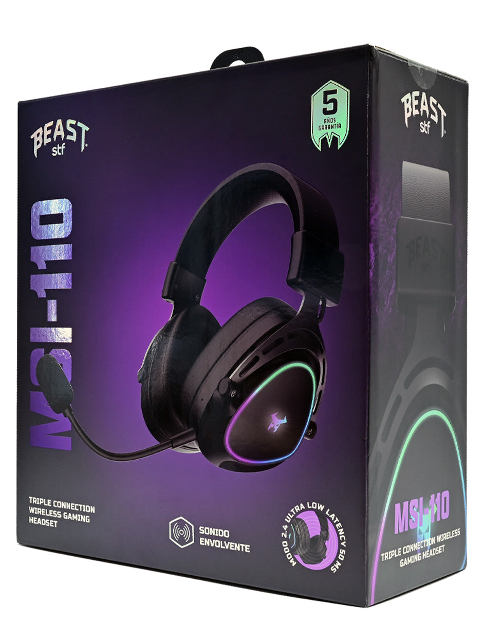 Audifonos Inalambricos On Ear MSI-110 Gaming Beast STF Triple Conexión Luz Led