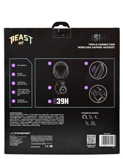 Audifonos Inalambricos On Ear MSI-110 Gaming Beast STF Triple Conexión Luz Led