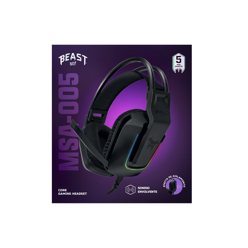 Audifonos Alambricos On Ear MSA-005 Gaming Beast STF Micrófono Conexión 3.5 mm Luz Led