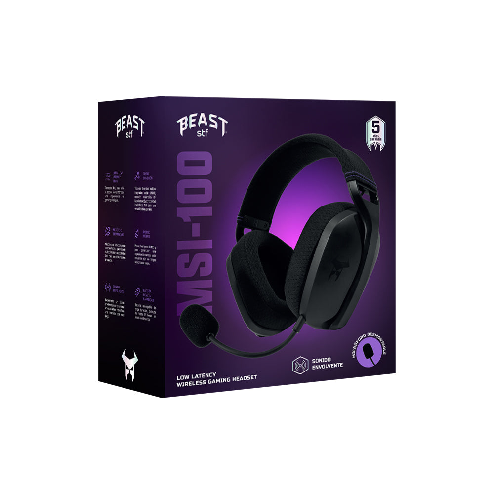 Audifonos Inalambricos On Ear MSI-100 Gaming Beast STF Micrófono removible 15Hrs Uso