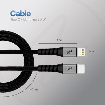 Cable Tipo C a Lightning STF 1.8m Carga Ultra Rápida 30W MFi Certificado