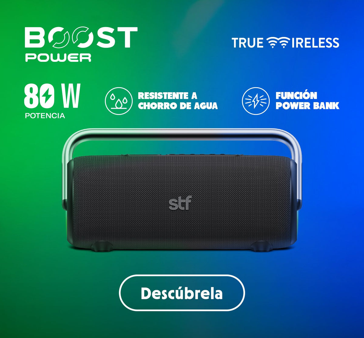 Bocina Boost Power STF 80W con función power bank
