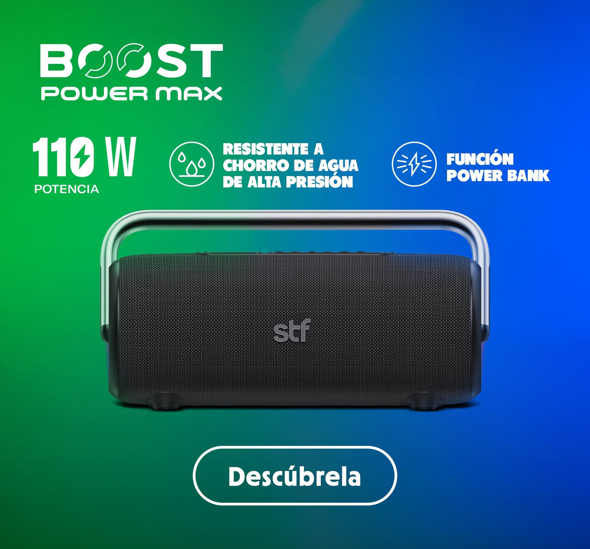 Bocina Boost Power Max STF 110W con función power bank