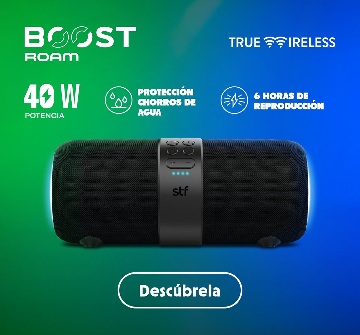 Bocina Boost Roam STF 40W con 6 horas de reproducción