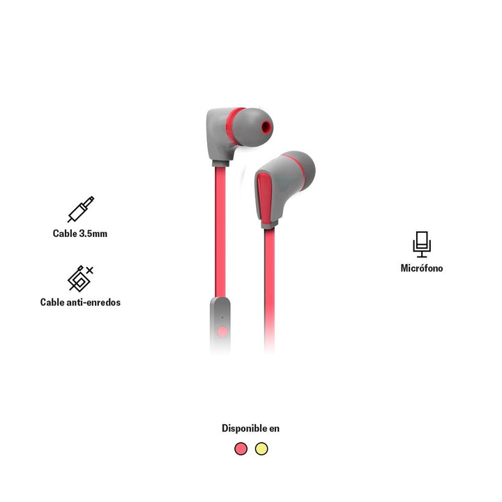 Audífono alámbrico In ear | STF Vector | Manos libres con micrófono Coral - STF - ST-E42426