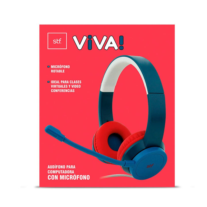 Audífono alámbrico On ear | STF VIVA! | para computadora, micrófono June Azul - STF - ST-H78044